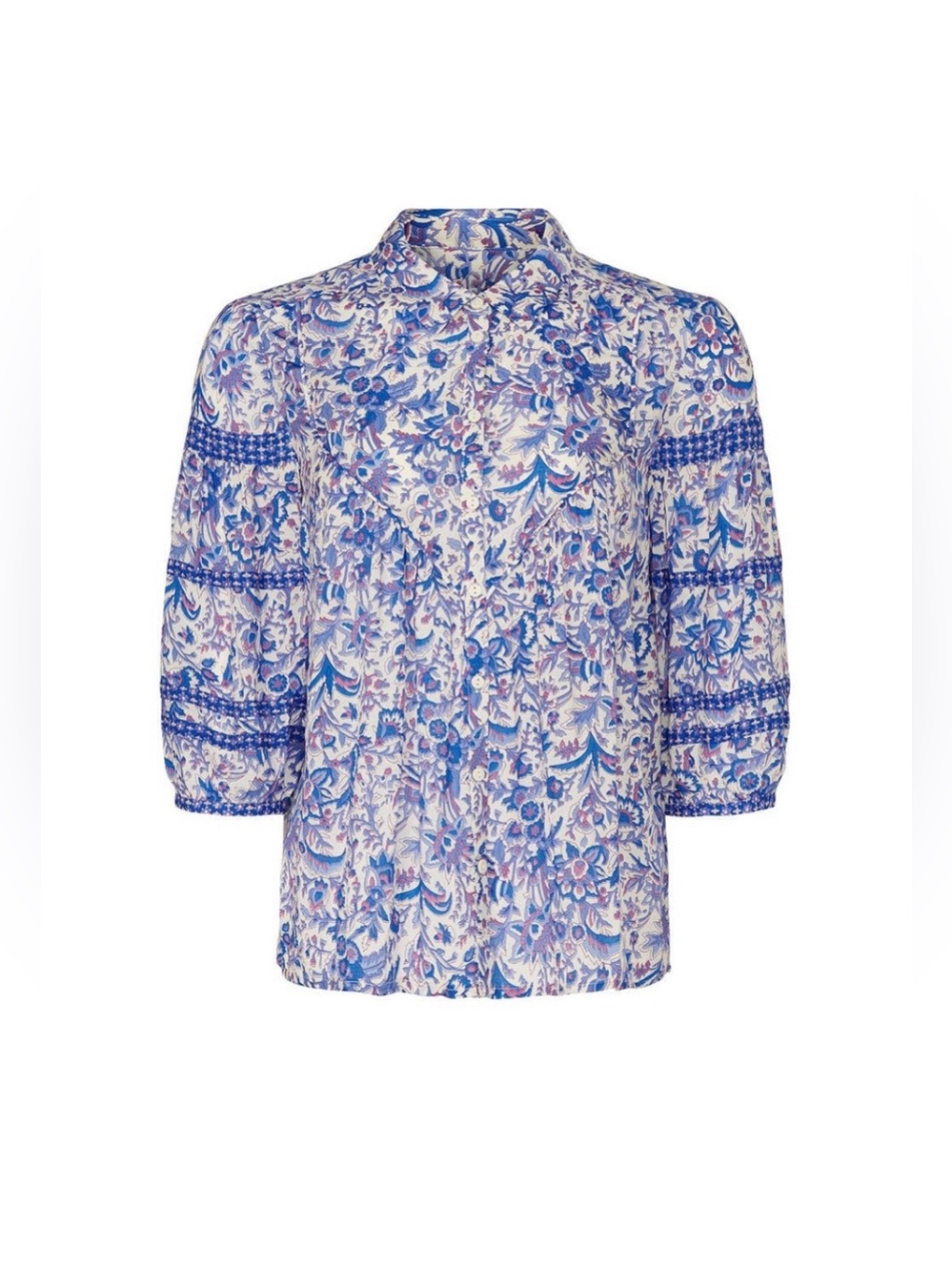 ba&sh~Blue & White Floral V-Neck Brooklyn Blouse~Size Small~$235~ - Picture 5 of 8